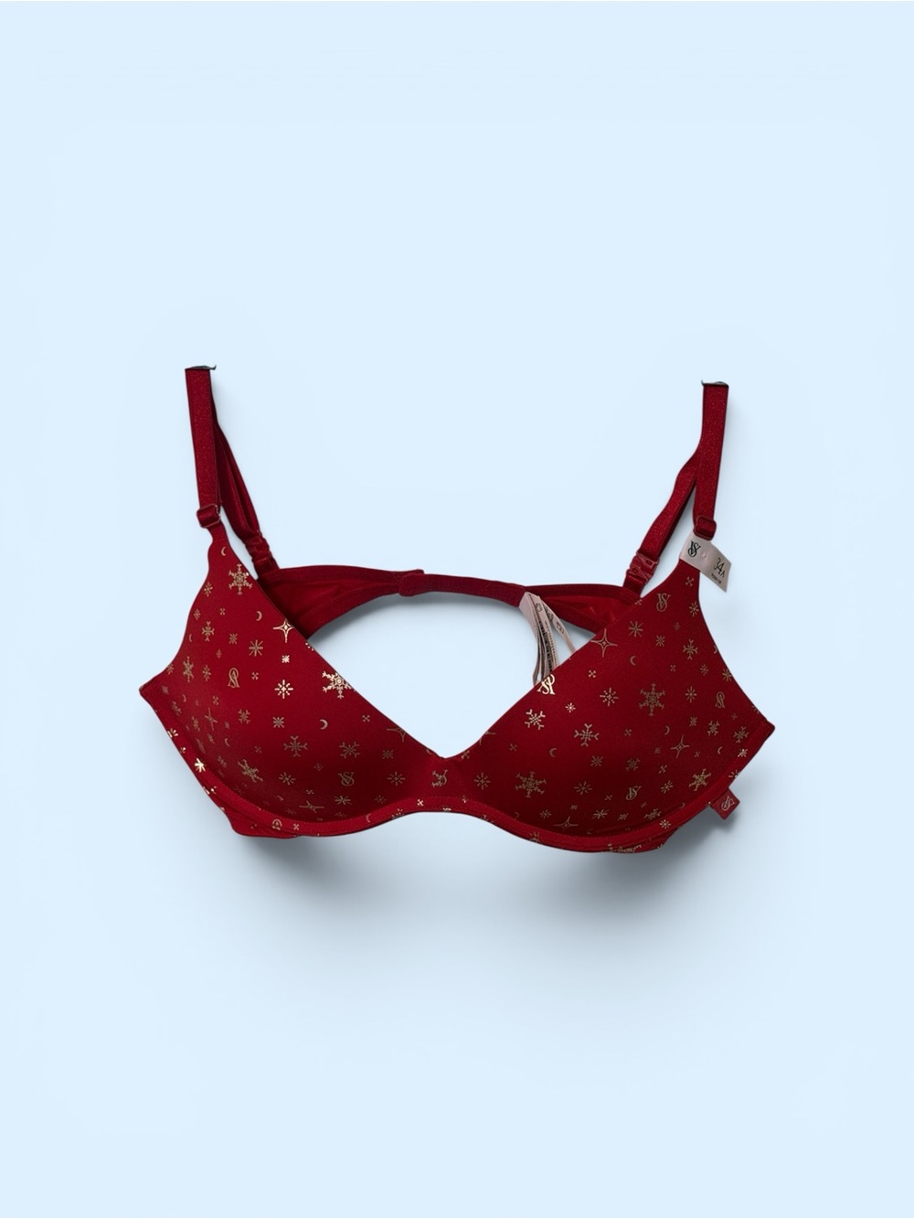 Victoria's Secret Red Bra with Gold Star Print